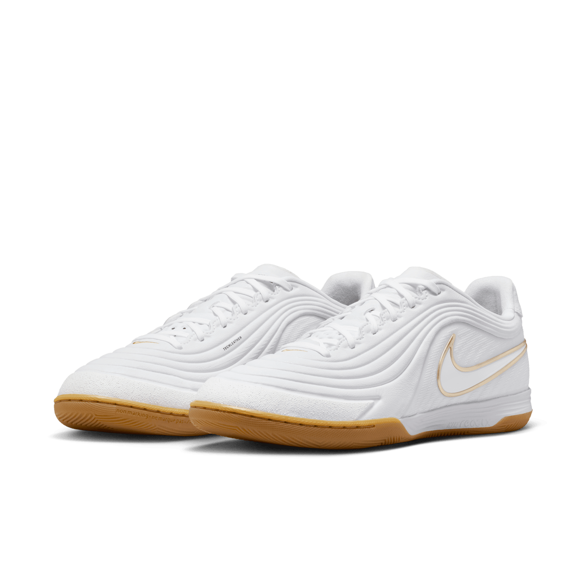Nike Tiempo Reactgato Indoor/Court Low-Top Soccer Shoes - White/Metalic Gold product image 3, provided for visual reference