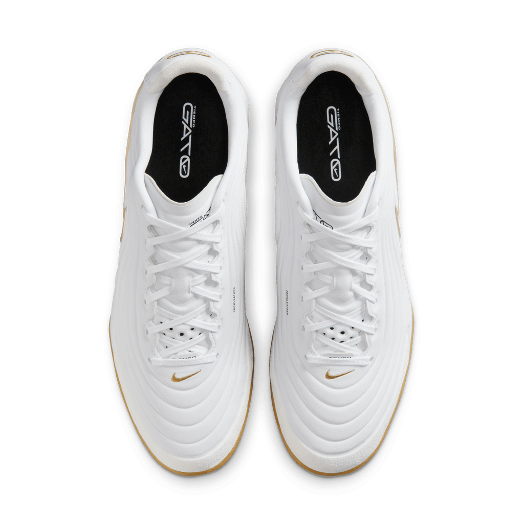 Nike Tiempo Reactgato Indoor/Court Low-Top Soccer Shoes - White/Metalic Gold product image 4, provided for visual reference
