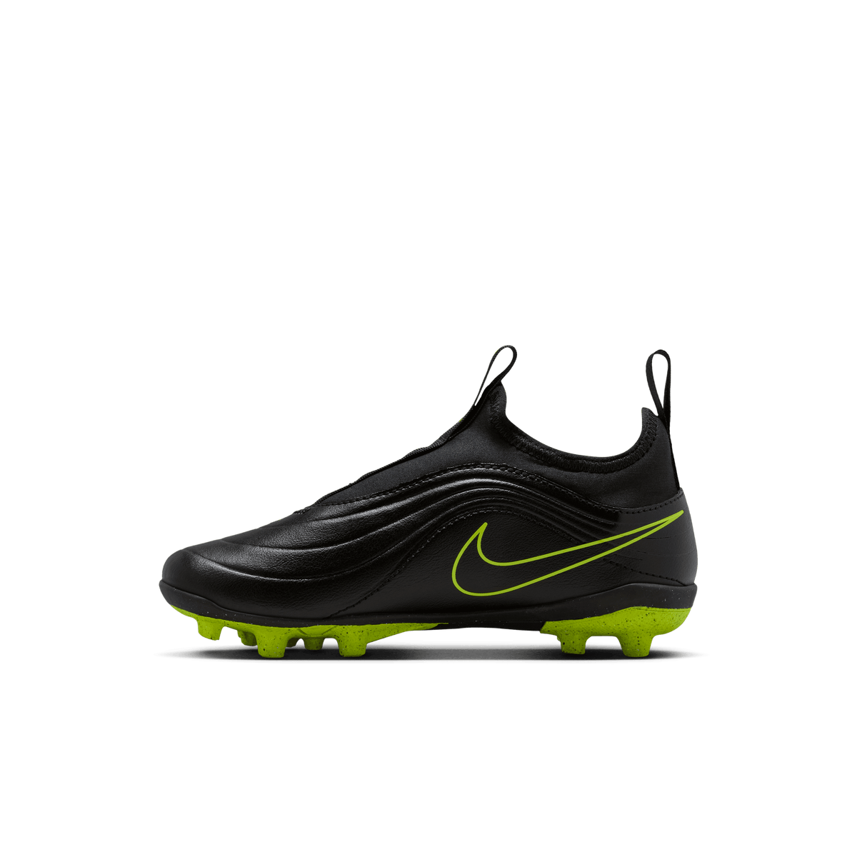 Nike Jr. Tiempo Maestro Club MG Low-Top Soccer Cleats- Black/Volt product image 2, provided for visual reference and product