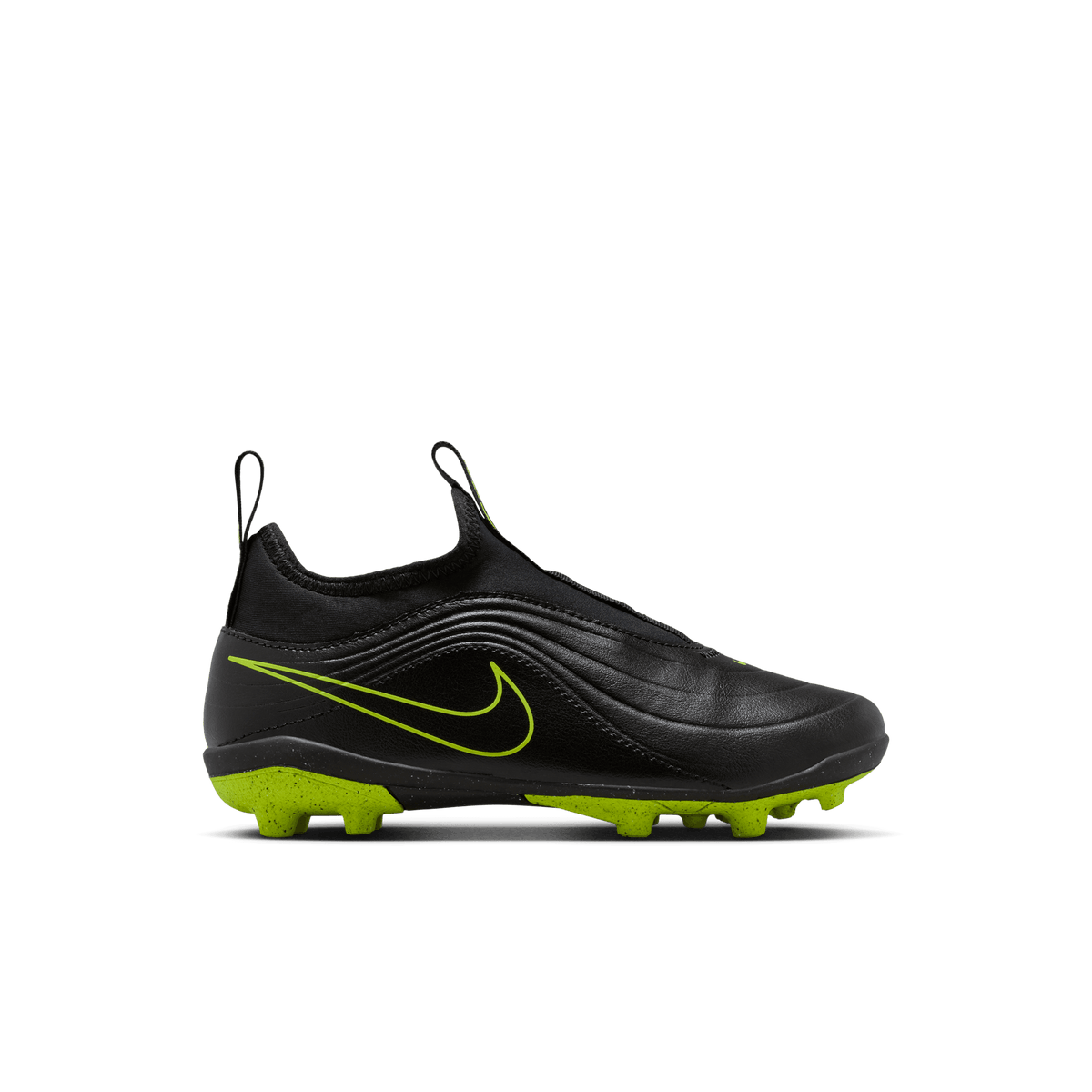 Nike Jr. Tiempo Maestro Club MG Low-Top Soccer Cleats- Black/Volt product image 1, provided for visual reference and product