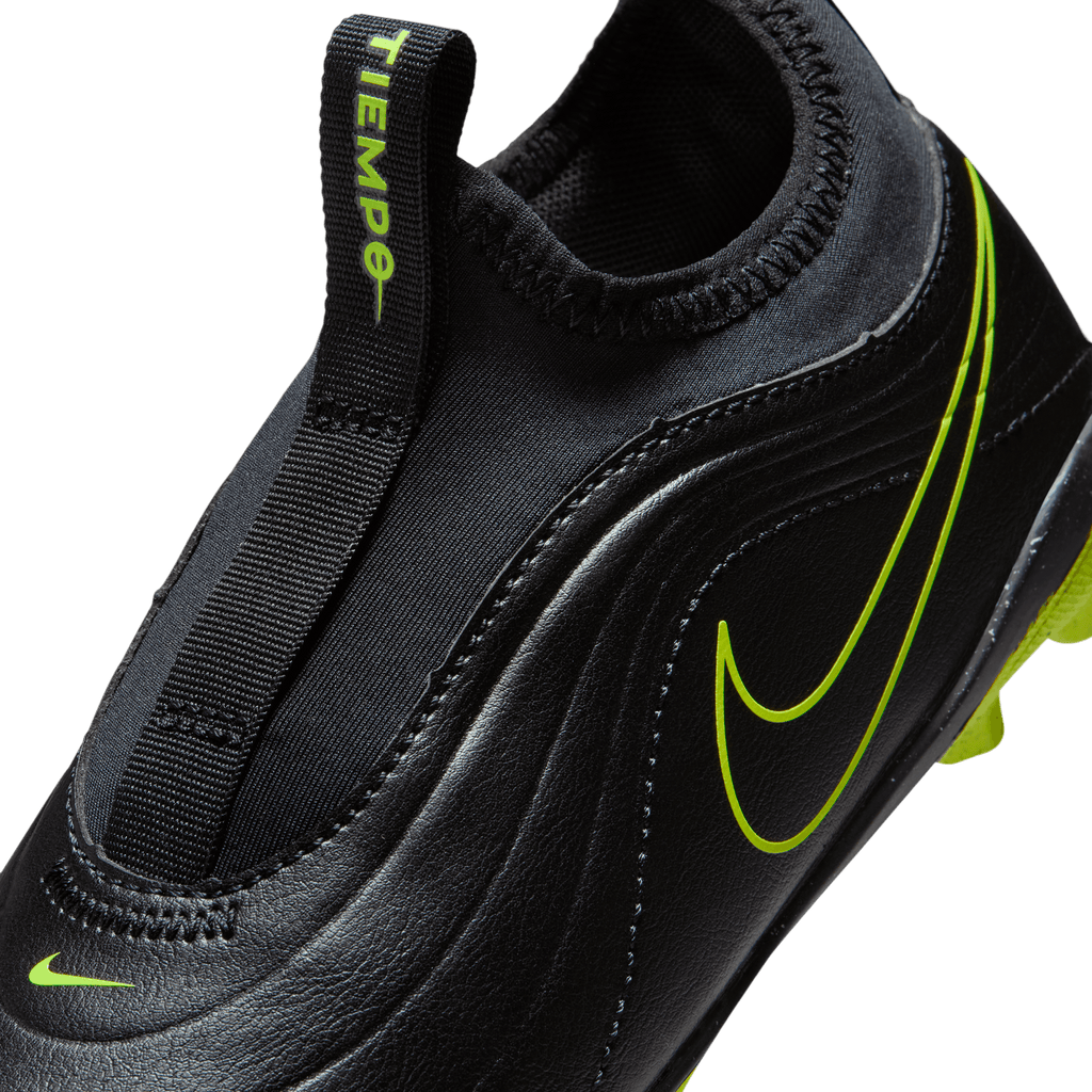 Nike Jr. Tiempo Maestro Club MG Low-Top Soccer Cleats- Black/Volt product image 3, provided for visual reference and product