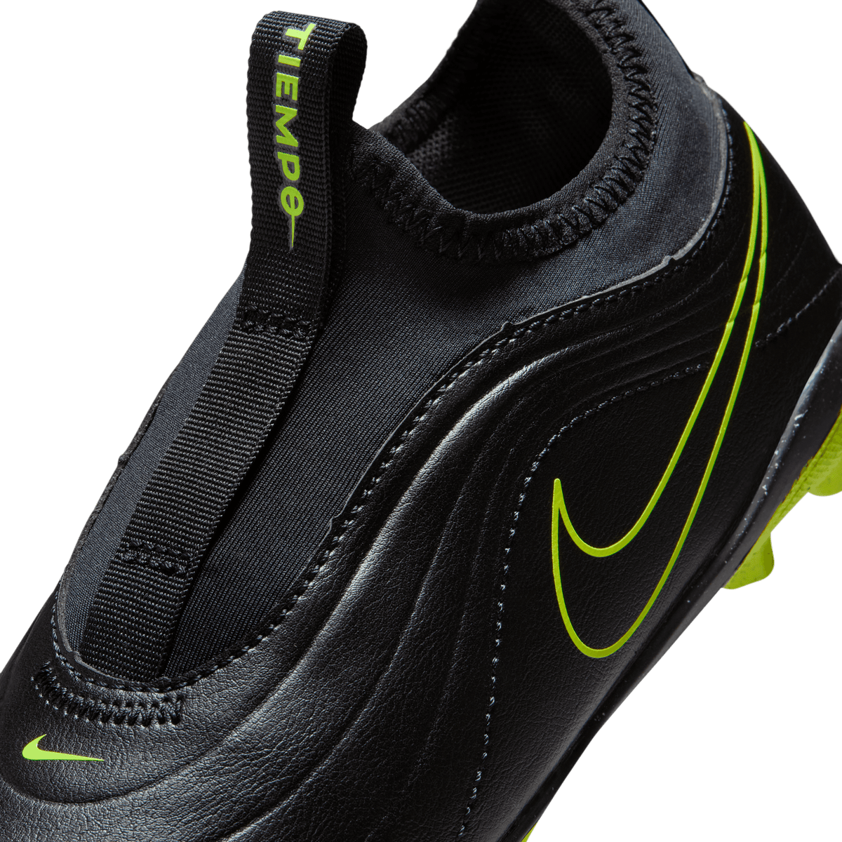 Nike Jr. Tiempo Maestro Club MG Low-Top Soccer Cleats- Black/Volt product image 3, provided for visual reference and product