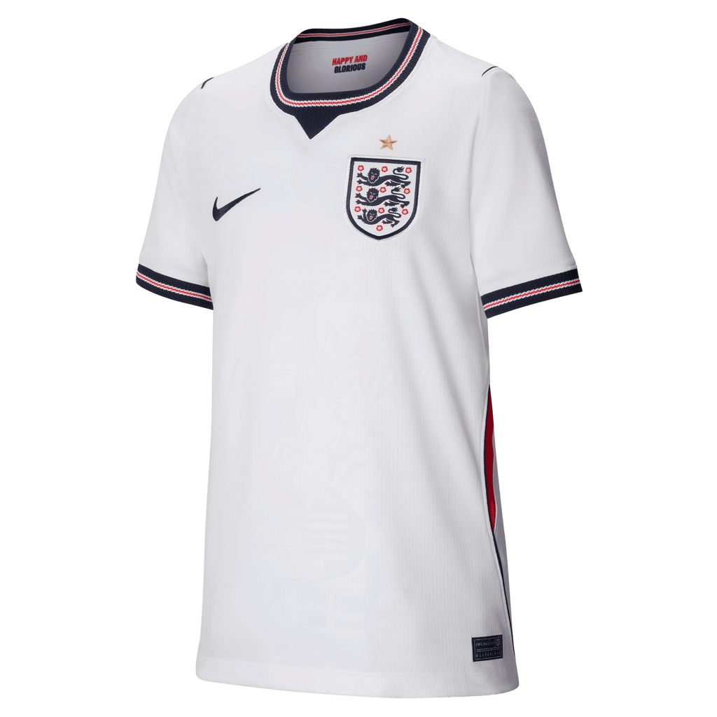 Nike England Stadium Home Big Kids' 2026 Dri-FIT Soccer Replica Jersey product image 1, provided for visual reference and