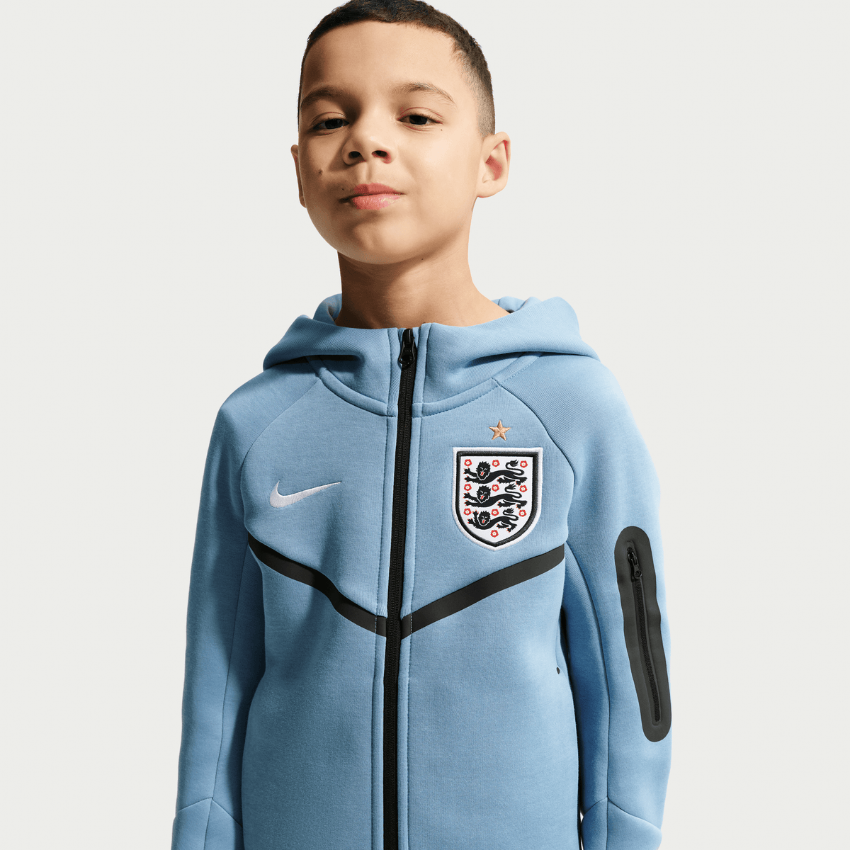 Nike England Tech Fleece Big Kids' (Boys') Soccer Full-Zip Hoodie product image 1, provided for visual reference and product