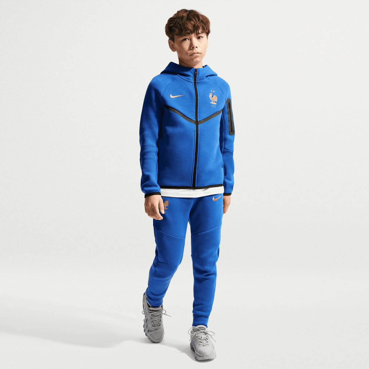 Nike France Tech Fleece Big Kids' (Boys') Soccer Full-Zip Hoodie product image 2, provided for visual reference and product