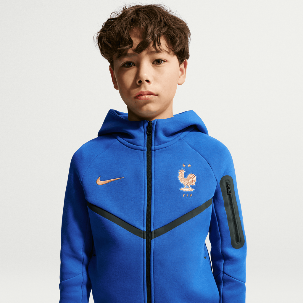 Nike France Tech Fleece Big Kids' (Boys') Soccer Full-Zip Hoodie product image 1, provided for visual reference and product