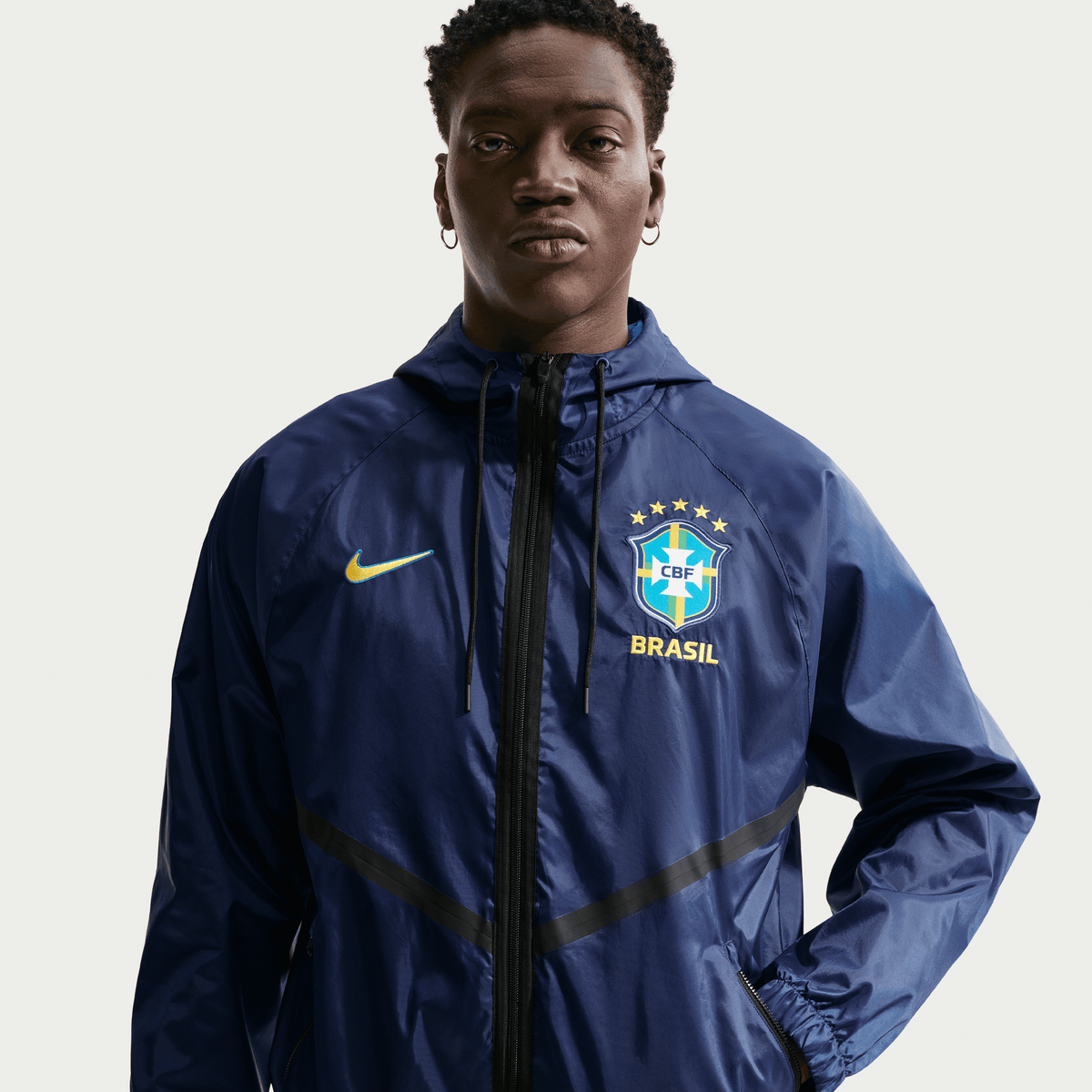 Nike Brazil Men Dri-FIT Soccer Anthem Jacket product image 3, provided for visual reference and product detail review