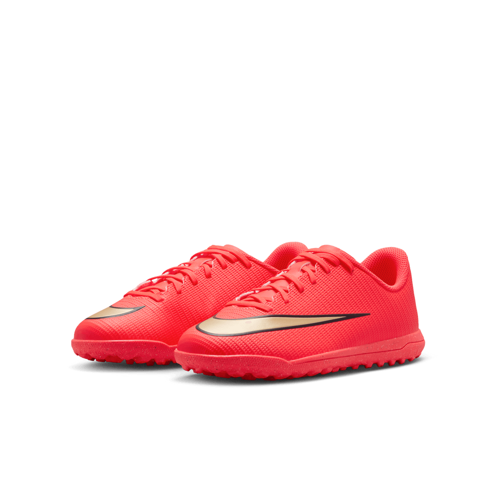 Nike Jr. Mercurial Vapor 17 Club Big Kids' Turf Low-Top Soccer Shoes- BRIGHT CRIMSON/BLUR product image 3, provided for