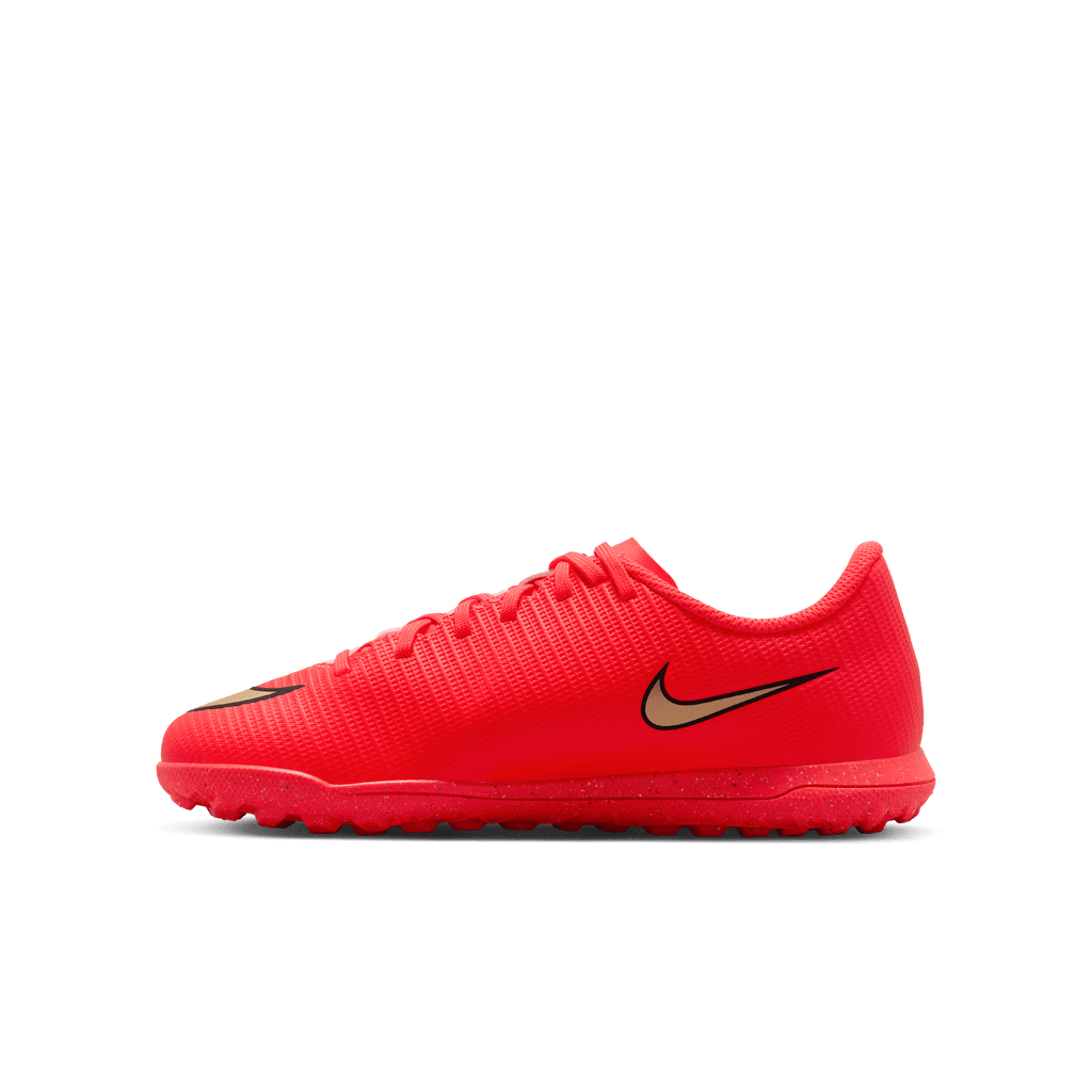 Nike Jr. Mercurial Vapor 17 Club Big Kids' Turf Low-Top Soccer Shoes- BRIGHT CRIMSON/BLUR product image 2, provided for
