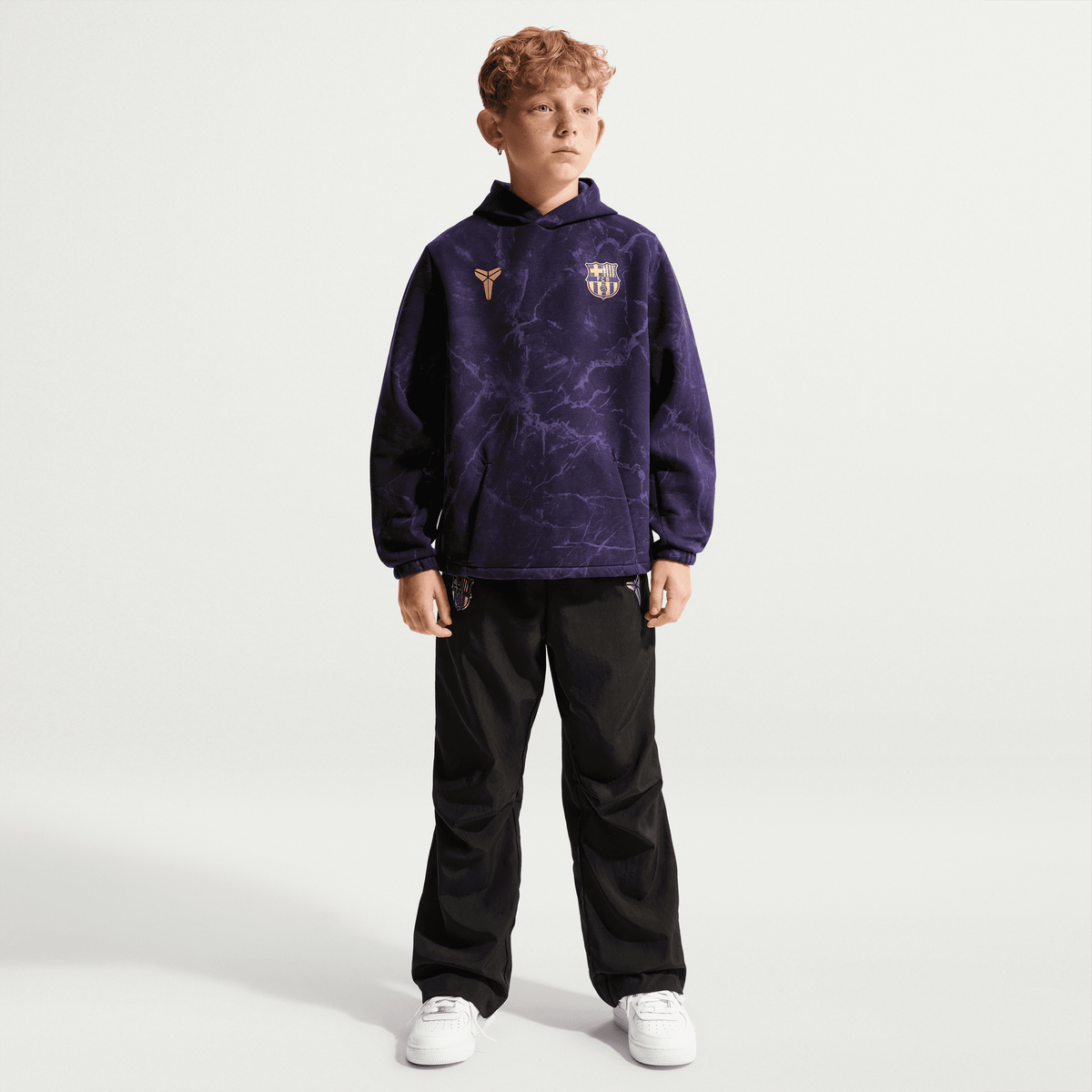 Nike FC Barcelona Away Big Kids' Kobe Soccer Pullover Hoodie product image 5, provided for visual reference and product