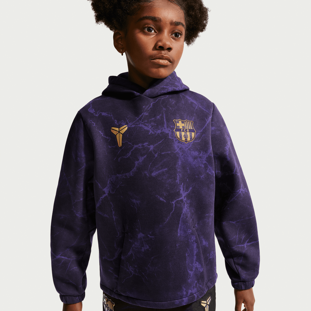 Nike FC Barcelona Away Big Kids' Kobe Soccer Pullover Hoodie product image 6, provided for visual reference and product
