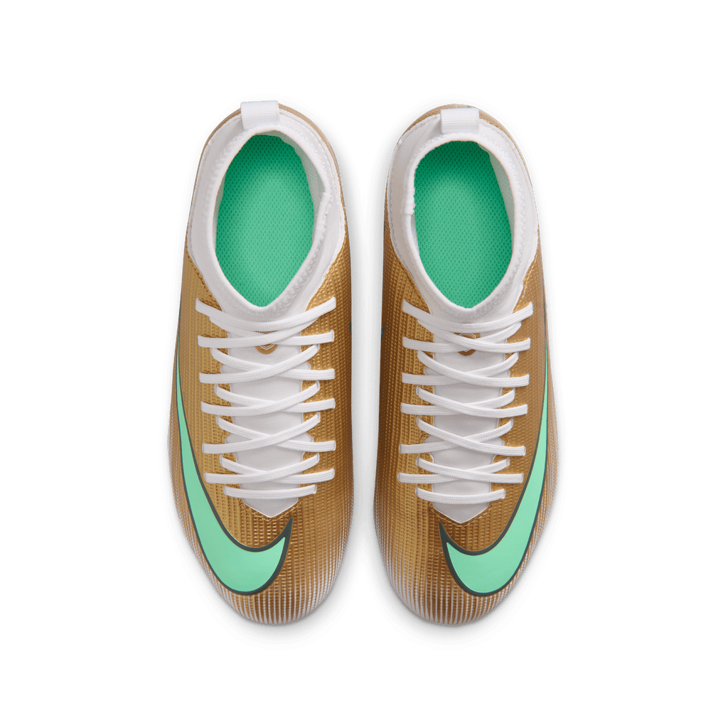 Nike Jr. Mercurial Superfly 11 Club "Kylian Mbappé" MG/FG-METALLIC GOLD/GREEN GLOW product image 4, provided for visual