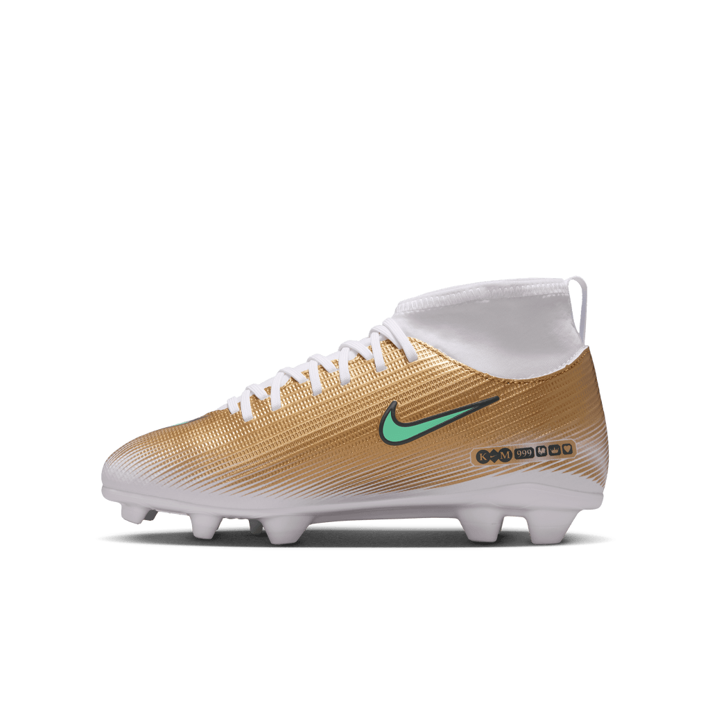 Nike Jr. Mercurial Superfly 11 Club "Kylian Mbappé" MG/FG-METALLIC GOLD/GREEN GLOW product image 2, provided for visual
