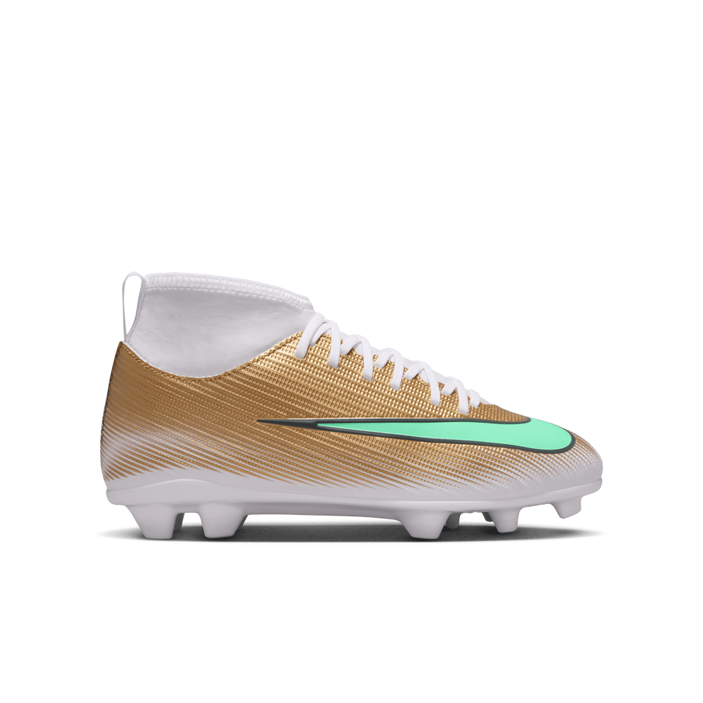 Nike Jr. Mercurial Superfly 11 Club "Kylian Mbappé" MG/FG-METALLIC GOLD/GREEN GLOW product image 1, provided for visual