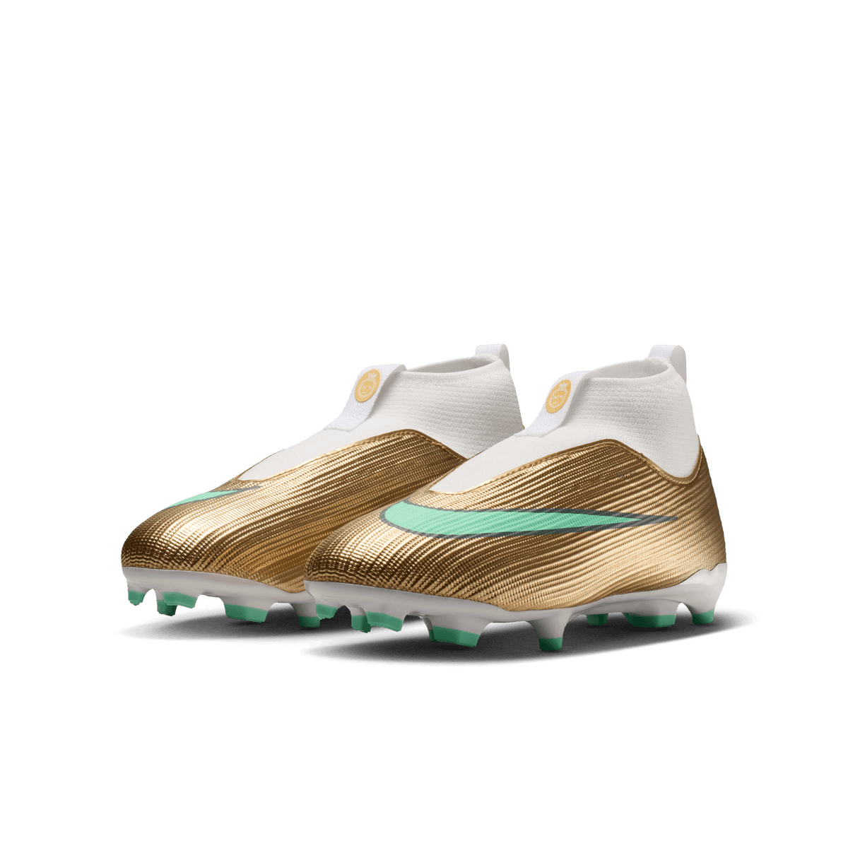 Nike Jr. Mercurial Superfly 11 Academy "Kylian Mbappé" MG-METALLIC GOLD/GREEN GLOW product image 2, provided for visual