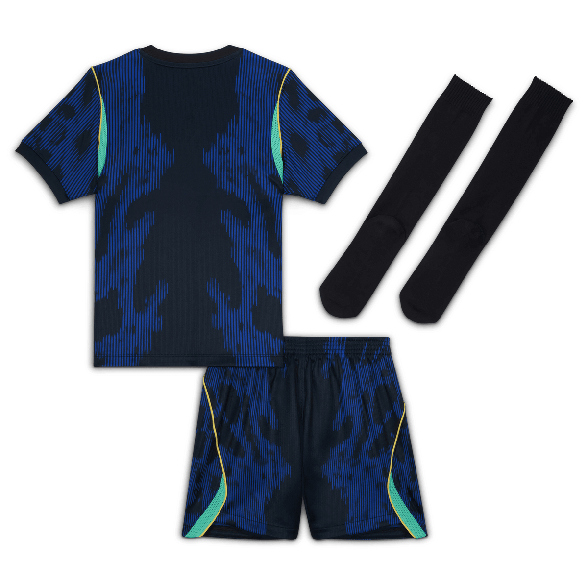 Nike Little Kids Brazil Stadium Away Jordan Soccer Replica 3-Piece Kit product image 2, provided for visual reference and