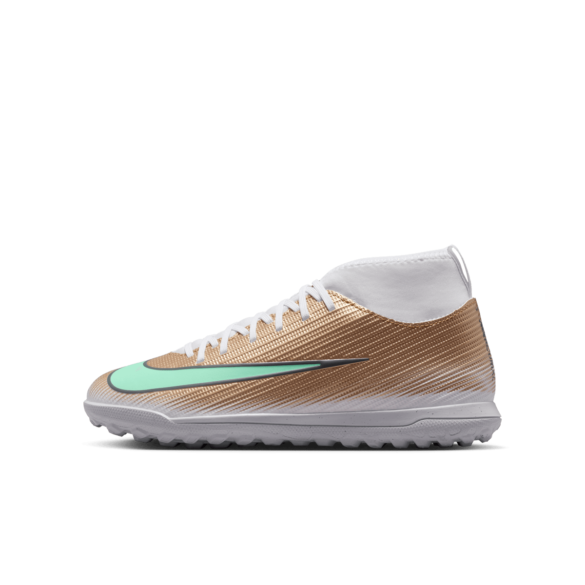 Nike Jr. Mercurial Superfly 11 Club "Kylian Mbappé" TF-METALLIC GOLD/GREEN GLOW product image 5, provided for visual