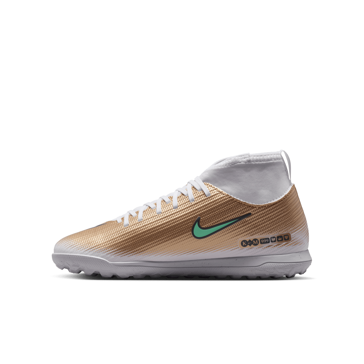 Nike Jr. Mercurial Superfly 11 Club "Kylian Mbappé" TF-METALLIC GOLD/GREEN GLOW product image 8, provided for visual