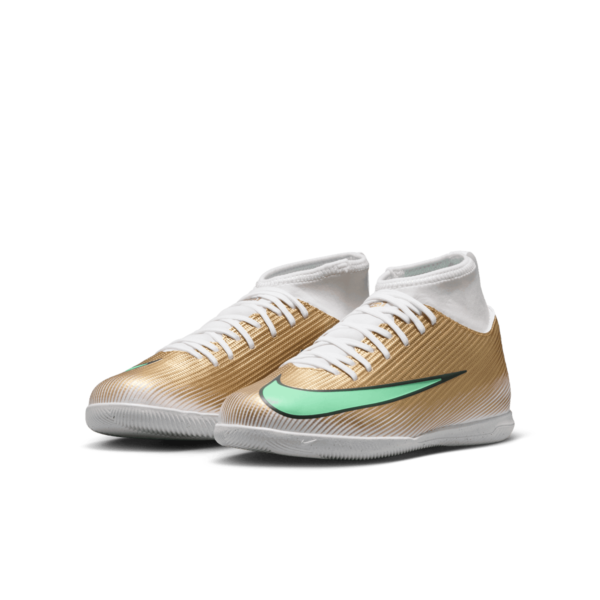 Nike Jr. Mercurial Superfly 11 Club "Kylian Mbappé" Indoor - METALLIC GOLD/GREEN GLOW product image 3, provided for visual