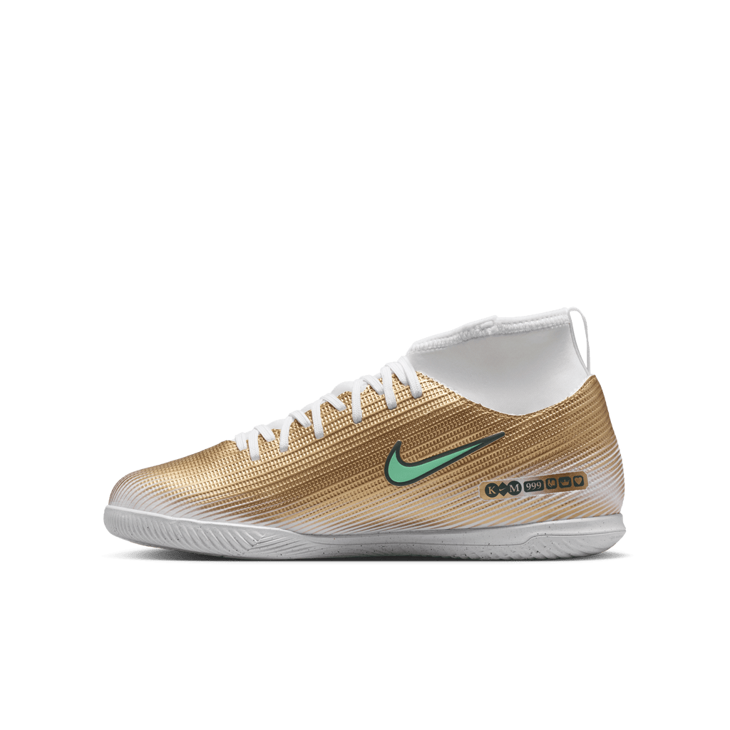 Nike Jr. Mercurial Superfly 11 Club "Kylian Mbappé" Indoor - METALLIC GOLD/GREEN GLOW product image 2, provided for visual