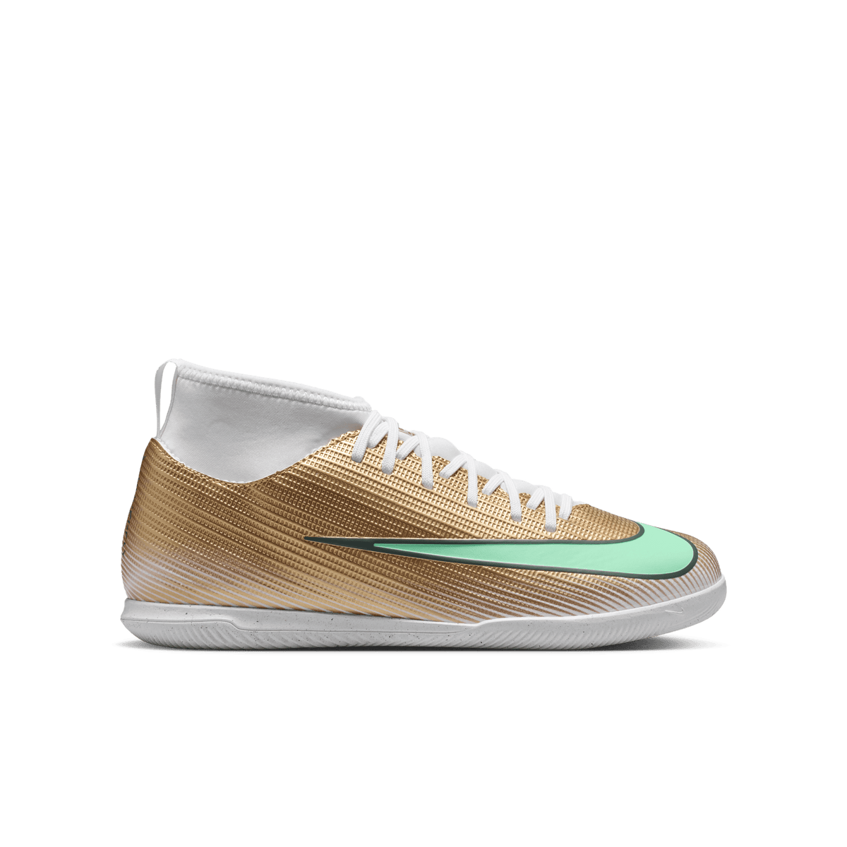 Nike Jr. Mercurial Superfly 11 Club "Kylian Mbappé" Indoor - METALLIC GOLD/GREEN GLOW product image 1, provided for visual