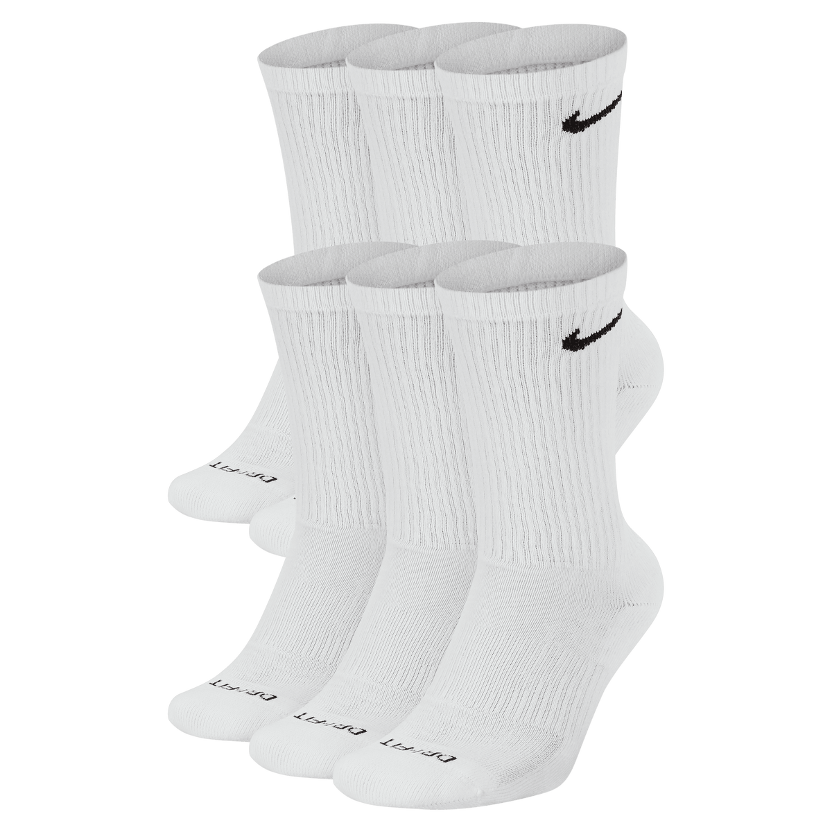 Nike Everyday Plus Cushioned Training Crew Socks (6 Pairs)-White product image 1, provided for visual reference and product