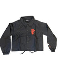 New Era Women San Francisco Giants Cropped Windbreaker Jacket-Black product image 1, provided for visual reference and