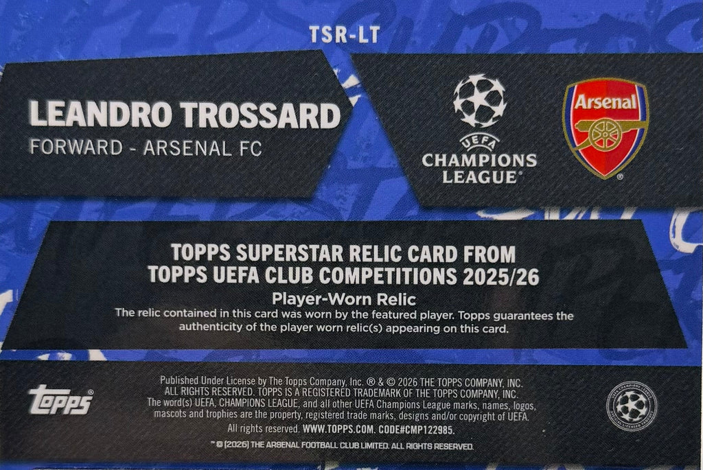 2025-26 Topps Flagship Ucc Trossard Patch #/25 product image 2, provided for visual reference and product detail review