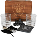Las Vegas Raiders Wood Boxed Drinkware Set with Coasters product image 1, provided for visual reference and product detail