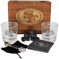San Francisco 49ers Wood Boxed Drinkware Set with Coasters product image 1, provided for visual reference and product detail