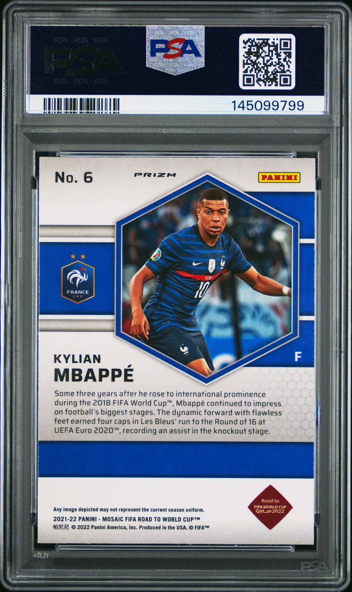 2021-2022 Panini Mosaic Fifa Road To World Cup #6 Kylian Mbappe Red Mosaic Psa 9 product image 2, provided for visual