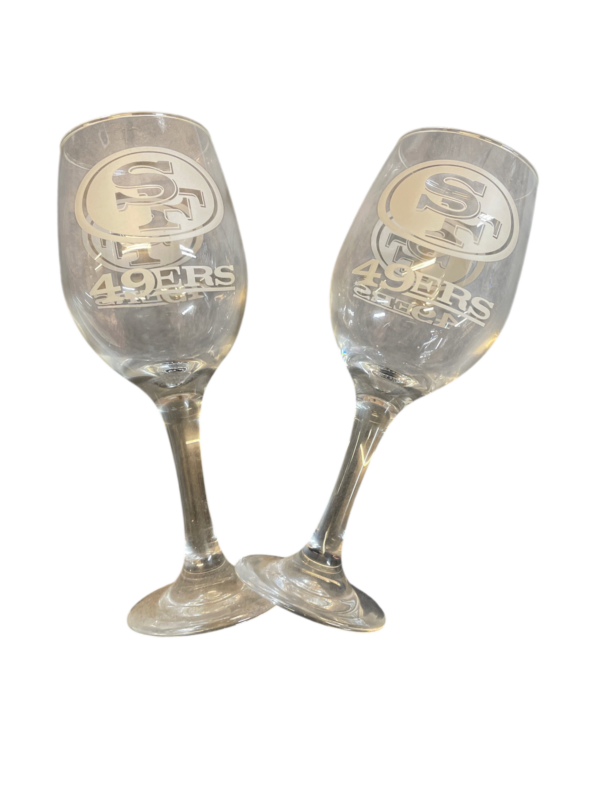San Francisco 49ers 2-Pack Stemmed Wine Glasses product image 3, provided for visual reference and product detail review