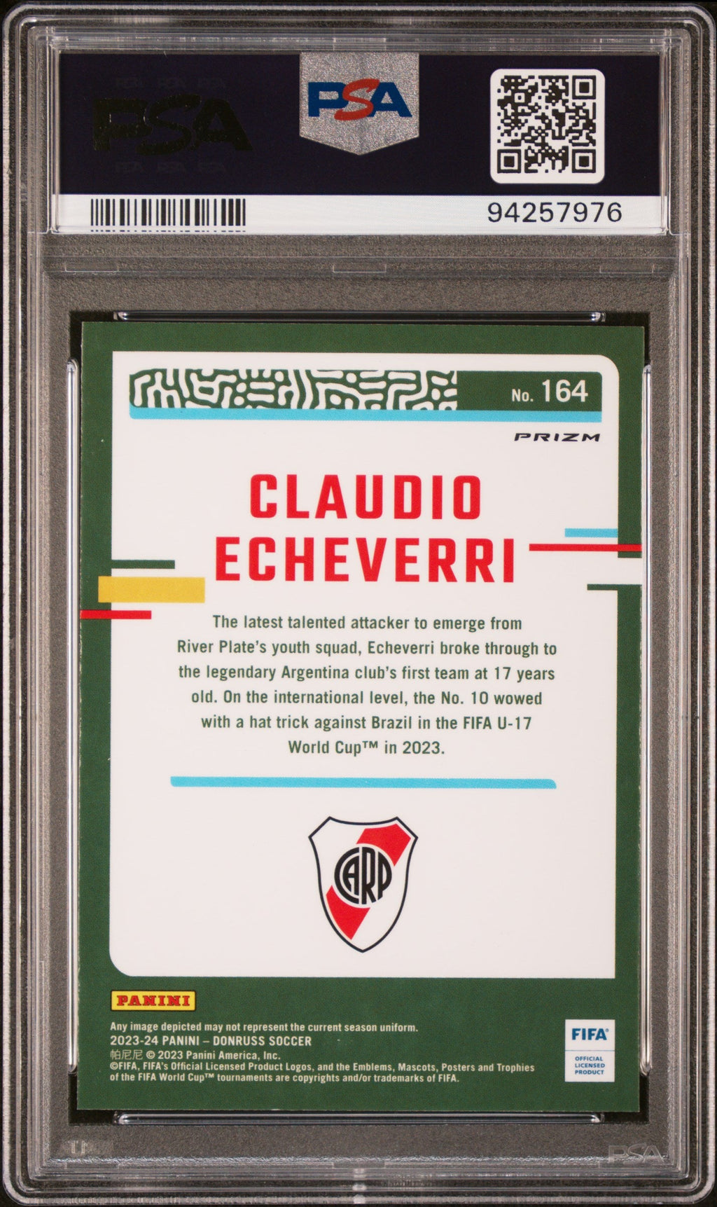 2023-24 Panini Donruss Fifa #164 Claudio Echeverri Optic-Holo - Psa 9 product image 2, provided for visual reference and