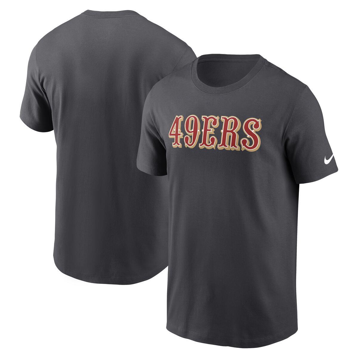 Nike San Francisco 49ers Wordmark T-Shirt-Grey product image 2, provided for visual reference and product detail review