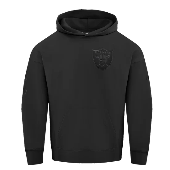 Pro Standard Las Vegas Raiders Neutral Drop Shoulder Fleece Pullover Hoodie- Black product image 1, provided for visual