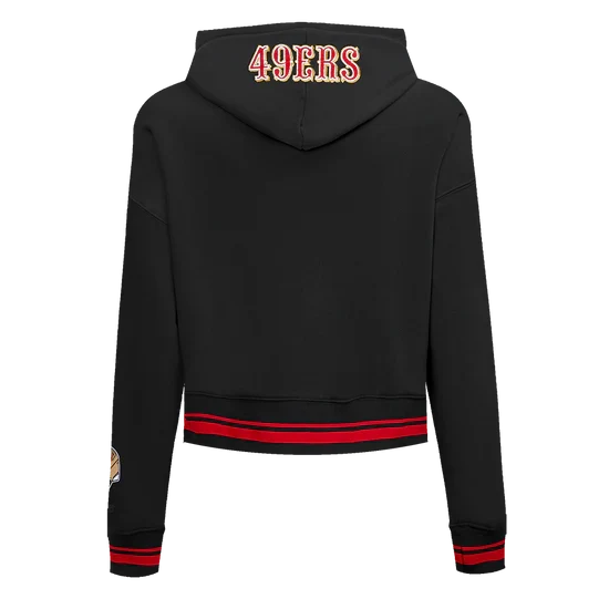 Pro Standard San Francisco 49ers Women Cropped Pullover Hoodie - Black product image 2, provided for visual reference and