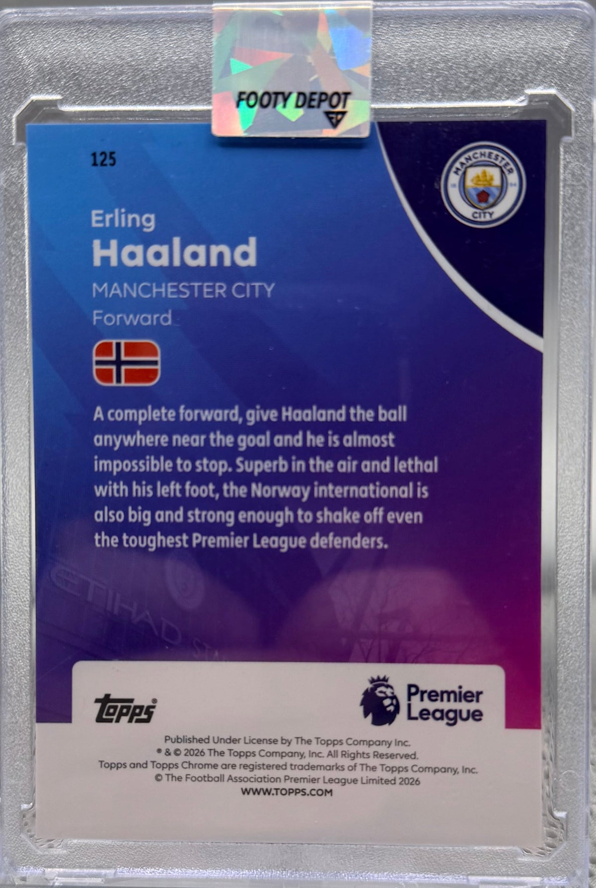 2025-26 Topps Chrome Epl Erling Haaland Ssp Logofractor #/92 product image 2, provided for visual reference and product
