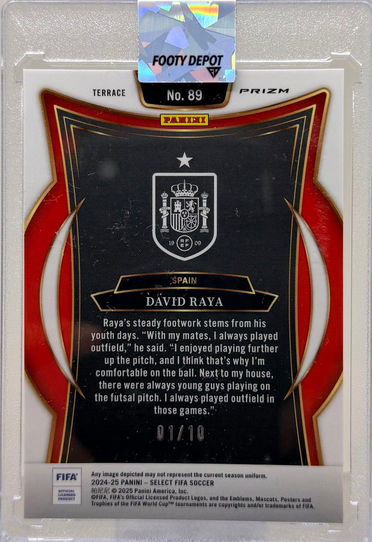 2024-2025 Panini Select Fifa David Raya Terrace Gold Ice Prizm #/10 product image 2, provided for visual reference and