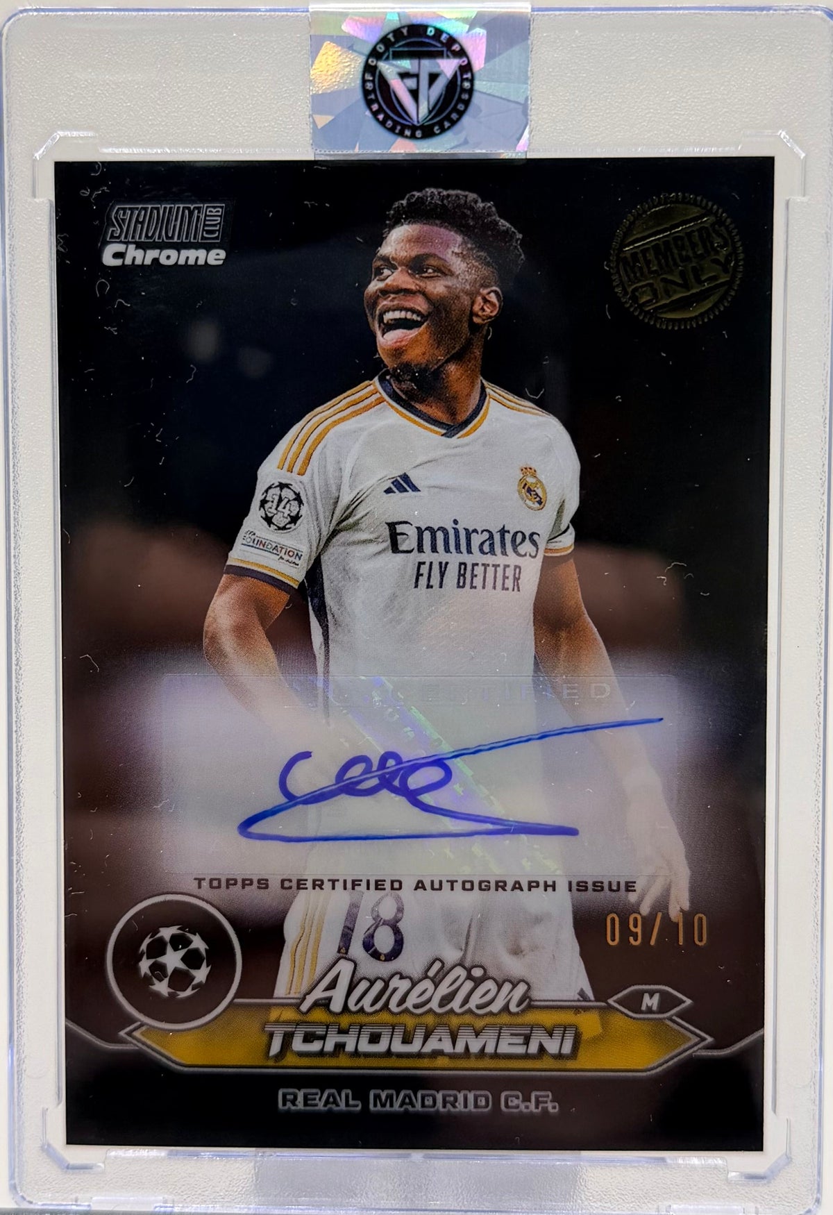 2023-24 Topps Chrome Stadium Club Ucc Aurelien Tchouameni Auto Black #/10 product image 1, provided for visual reference and