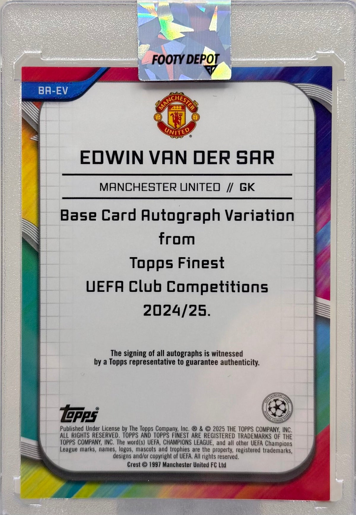 2024-2025 Topps Finest Edwin Van De Sar Orange Auto #/25 product image 2, provided for visual reference and product detail