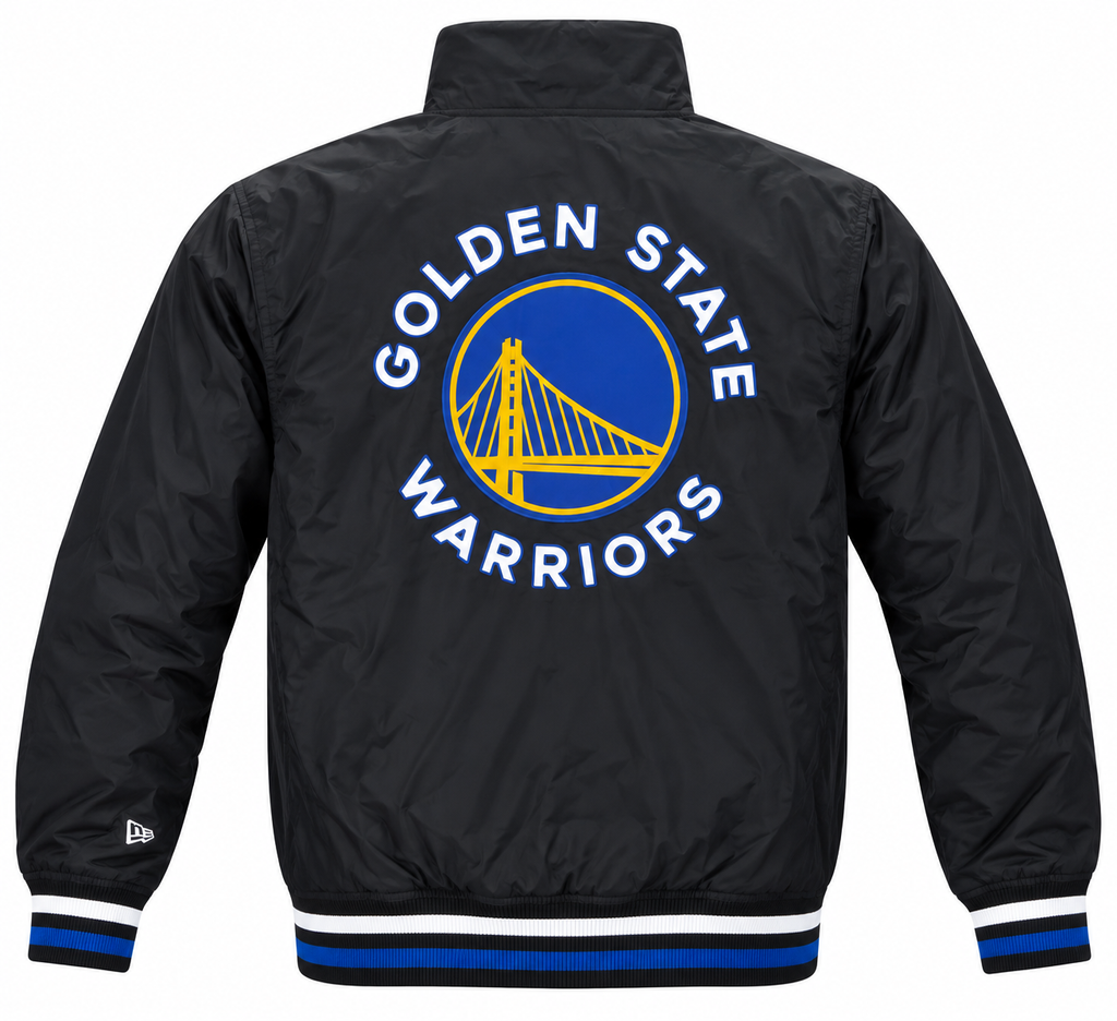 New Era Golden State Warriors Throwback Nylon Full-Zip Jacket product image 2, provided for visual reference and product