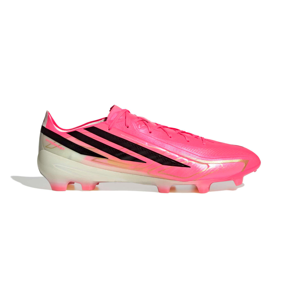 Adidas Youth F50 Hyperfast Pro Firm Ground Soccer Cleats Pink product image 1, provided for visual reference and product