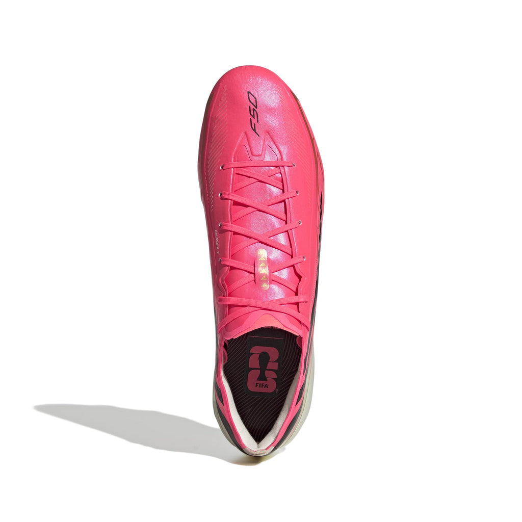 Adidas F50 Hyperfast Pro Firm Ground Soccer Cleats Pink product image 3, provided for visual reference and product detail