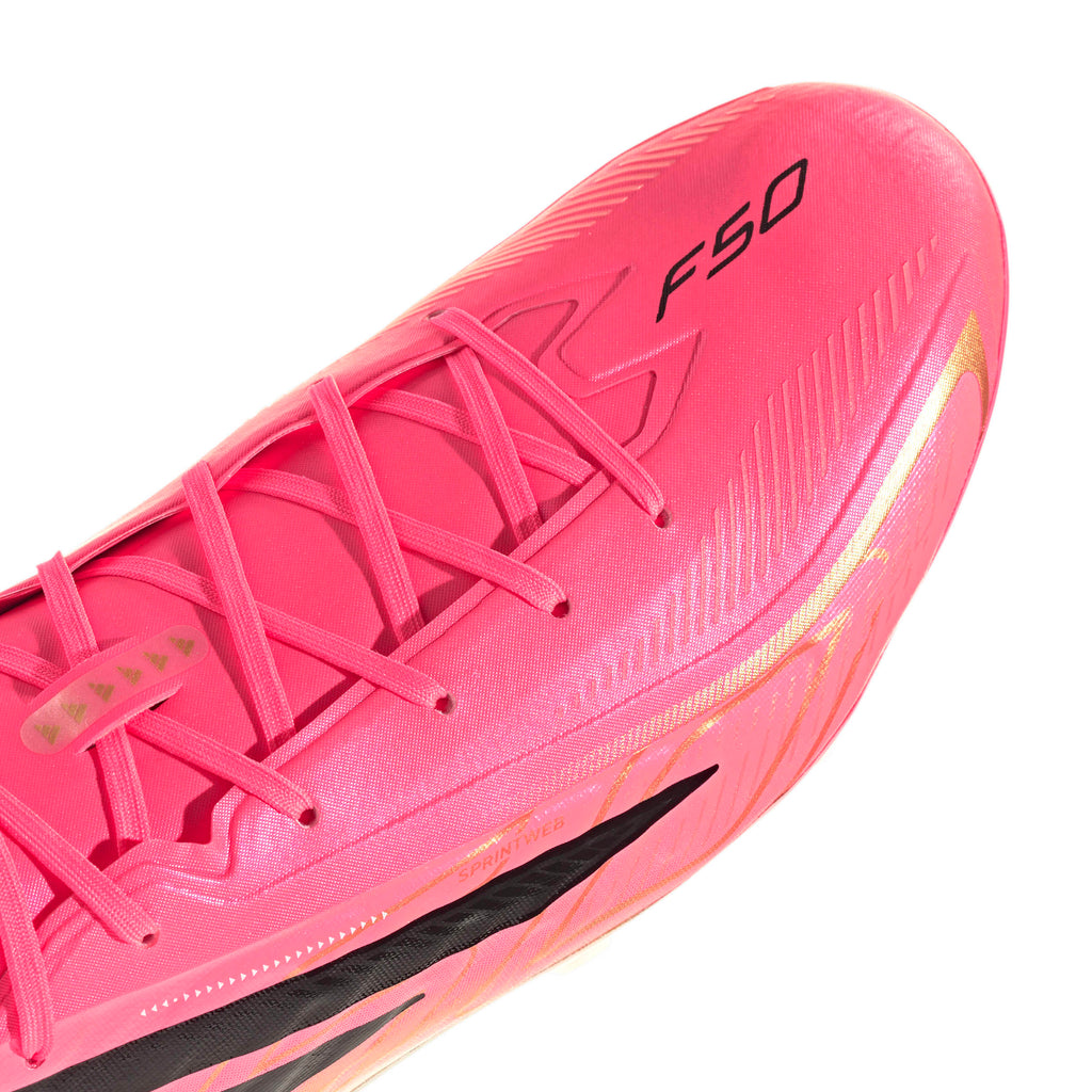 Adidas Youth F50 Hyperfast Pro Firm Ground Soccer Cleats Pink product image 7, provided for visual reference and product