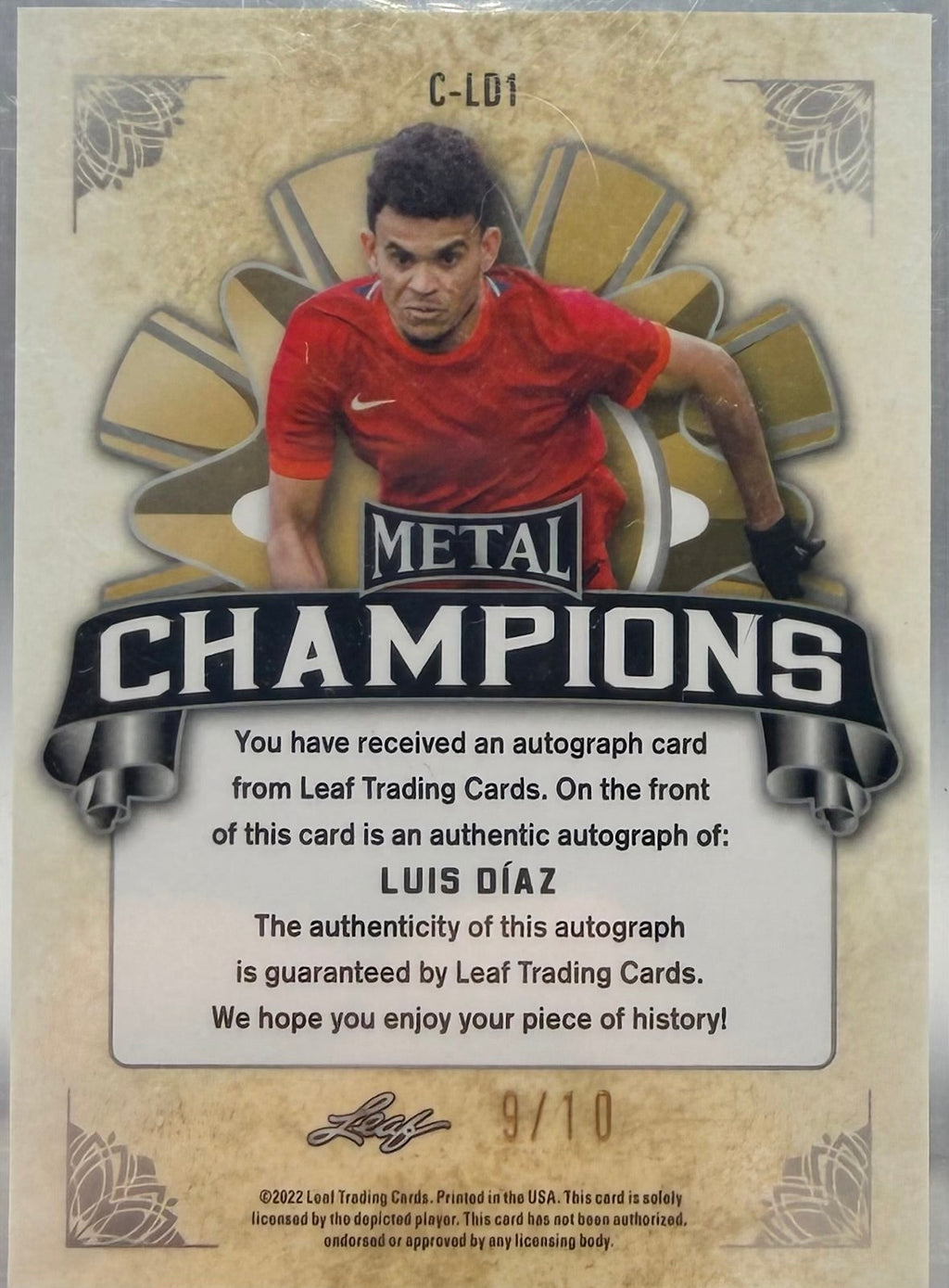 2022 Leaf Metal Champions Auto Luis Diaz #/10 product image 2, provided for visual reference and product detail review