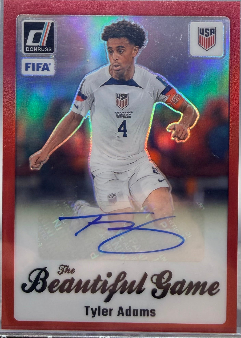 2023-2024 Donruss Fifa The Beautiful Game Auto Red Tyler Adams Auto #/49 product image 1, provided for visual reference and