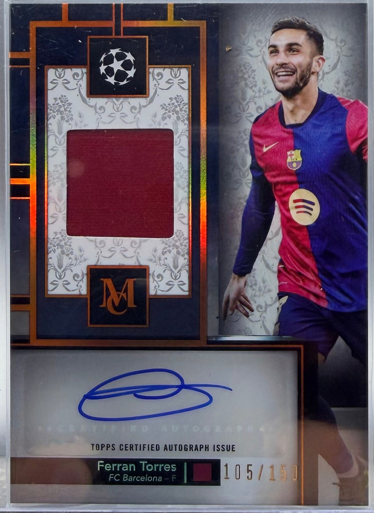 2024-25 Topps Museum Uefa Ferran Torres Patch Auto #/150 product image 1, provided for visual reference and product detail