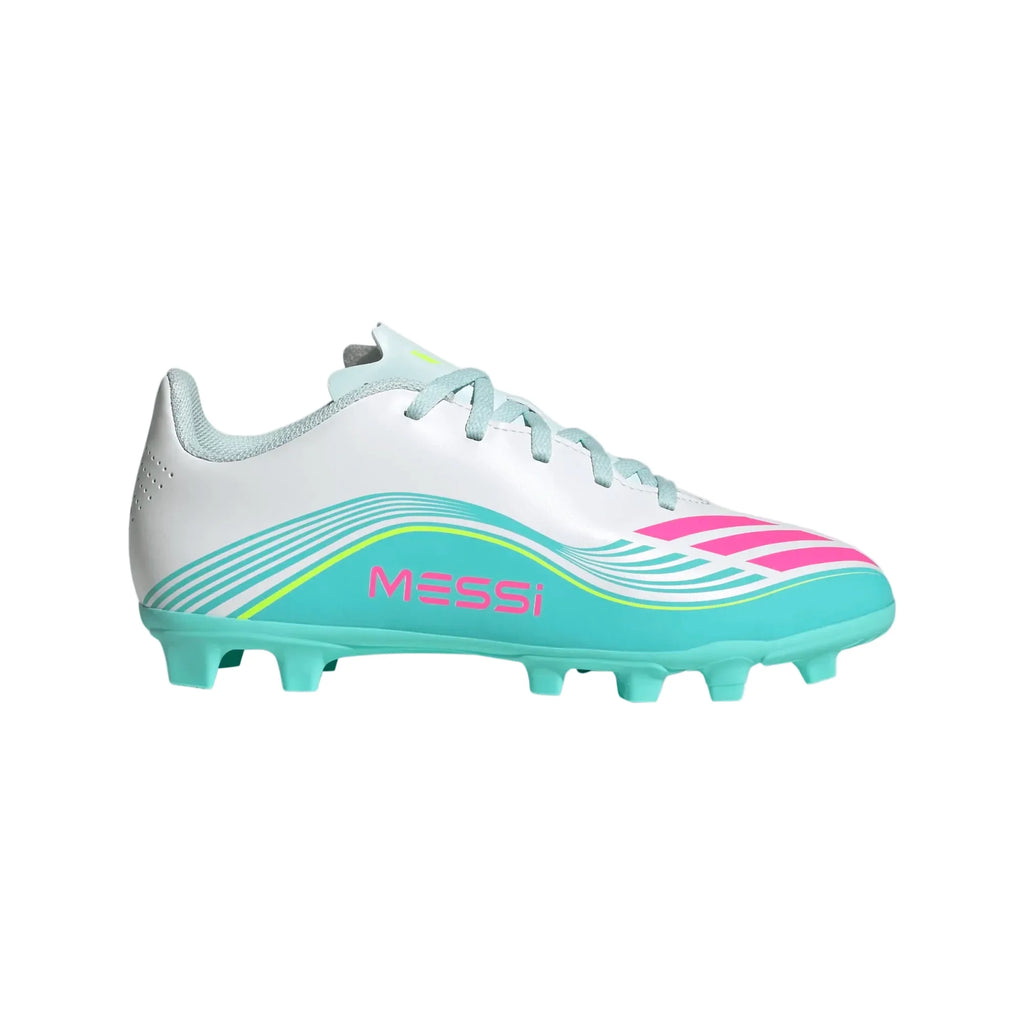 Adidas JR Messi F50 Club FXG FG/MG-FTWWHT/LUCPNK/FLAAQU product image 1, provided for visual reference and product detail