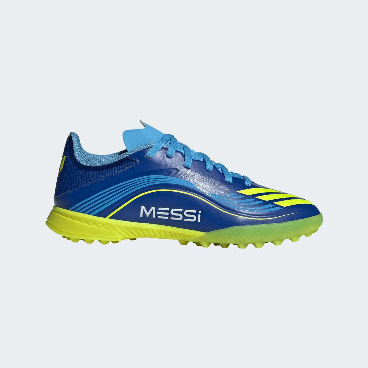 Adidas Jr Messi F50 League Turf Soccer Shoes-ROYBLU/SYELLO/SEBLBU product image 1, provided for visual reference and product