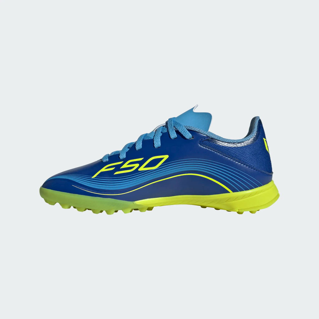 Adidas Jr Messi F50 League Turf Soccer Shoes-ROYBLU/SYELLO/SEBLBU product image 2, provided for visual reference and product